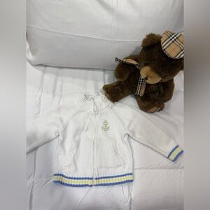 Janie and Jack White Knit Baby Cardigan